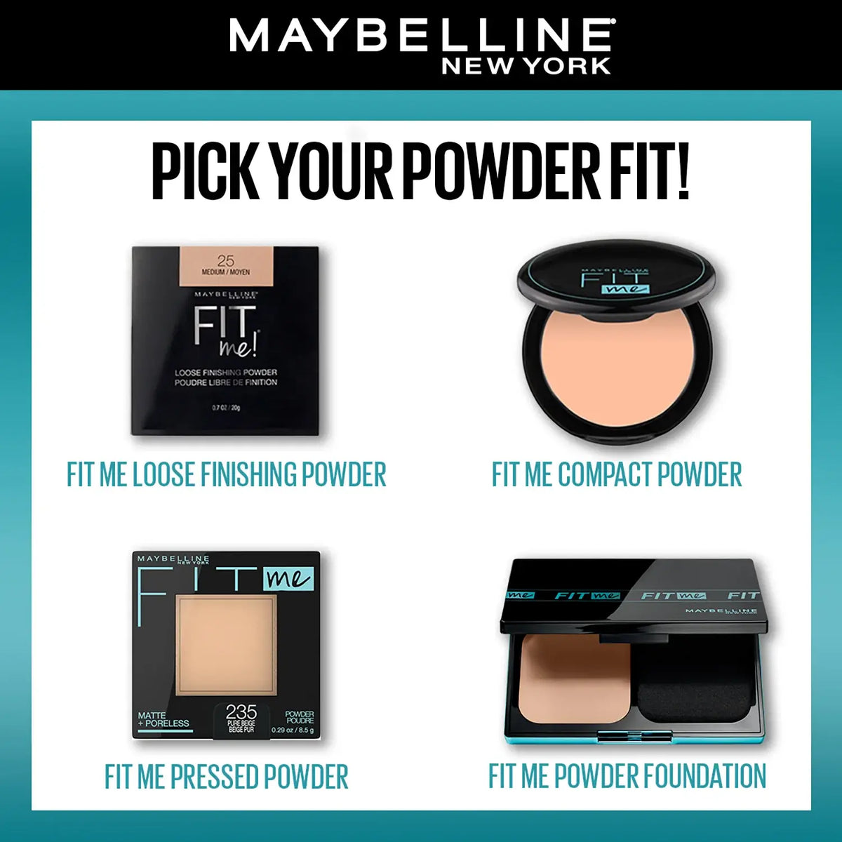 Maybelline New York Fit Me Matte + Poreless Compact Powder, 330 Toffee, 6g