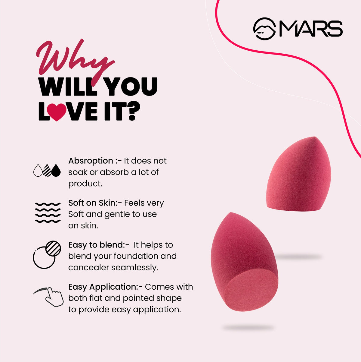 MARS Master Blender for Makeup | Dual-Sided Excellence | Flat for Precision | Premium Material | Durable | Less Product Absor