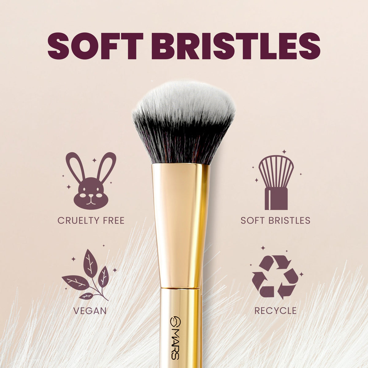 MARS Artist's Arsenal Professional Bronzer Makeup Brush for Face & Cheeks | Feather Soft Touch & High Density | Precise Synth