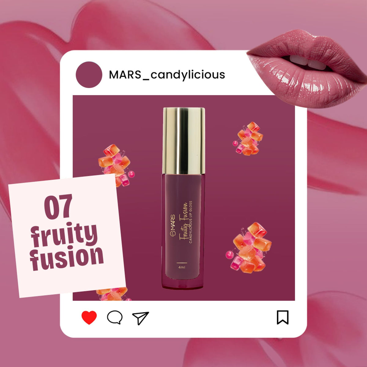 MARS Candylicious Sheer Lip Gloss for Women | Hydrating & High Shine | Lightweight | Non-Sticky | Enriched with Vitamin-E, Hy