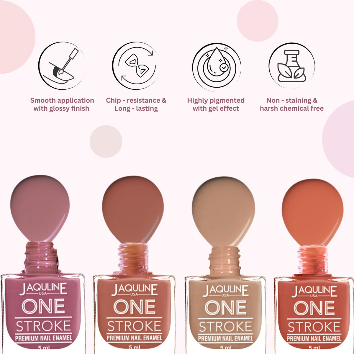 Jaquline USA Color Crush Matte Finish Nail Paint Set Of 4, Long Lasting, Chip Resistant, Highly Pigmented, Quick Dry & Cruelt