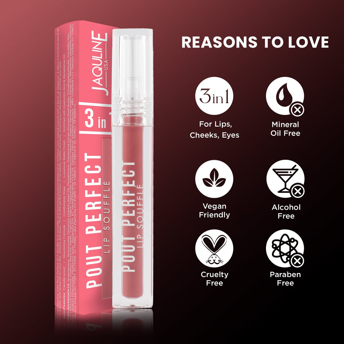 Jaquline USA Pout Perfect Lip Souffle, long lasting Liquid Lipstick, Matte Finish & Smooth Texture, Transfer Proof & Enriched
