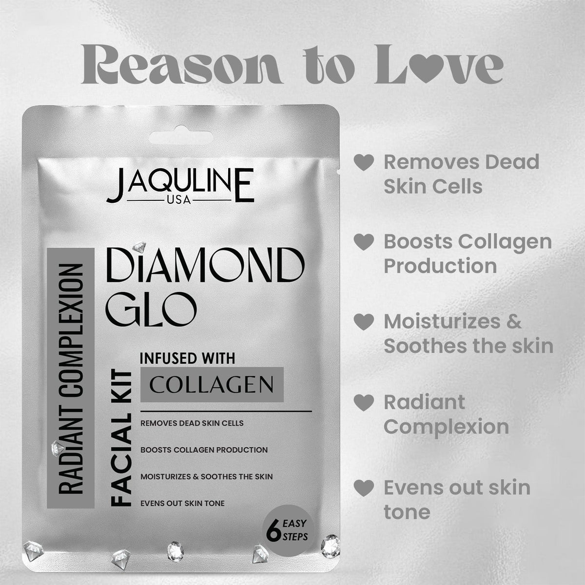 Jaquline USA Diamond GLO Facial Kit Radiance, Hydration & Youthful Glow (42 g)