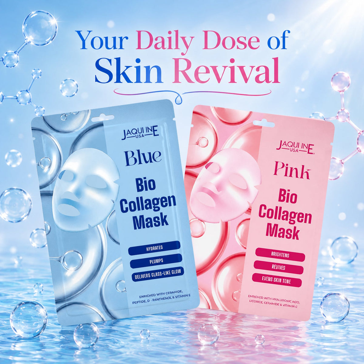 Jaquline USA Pink Bio-Collagen Face Mask with Vitamin C & Hyaluronic Acid - 35 g