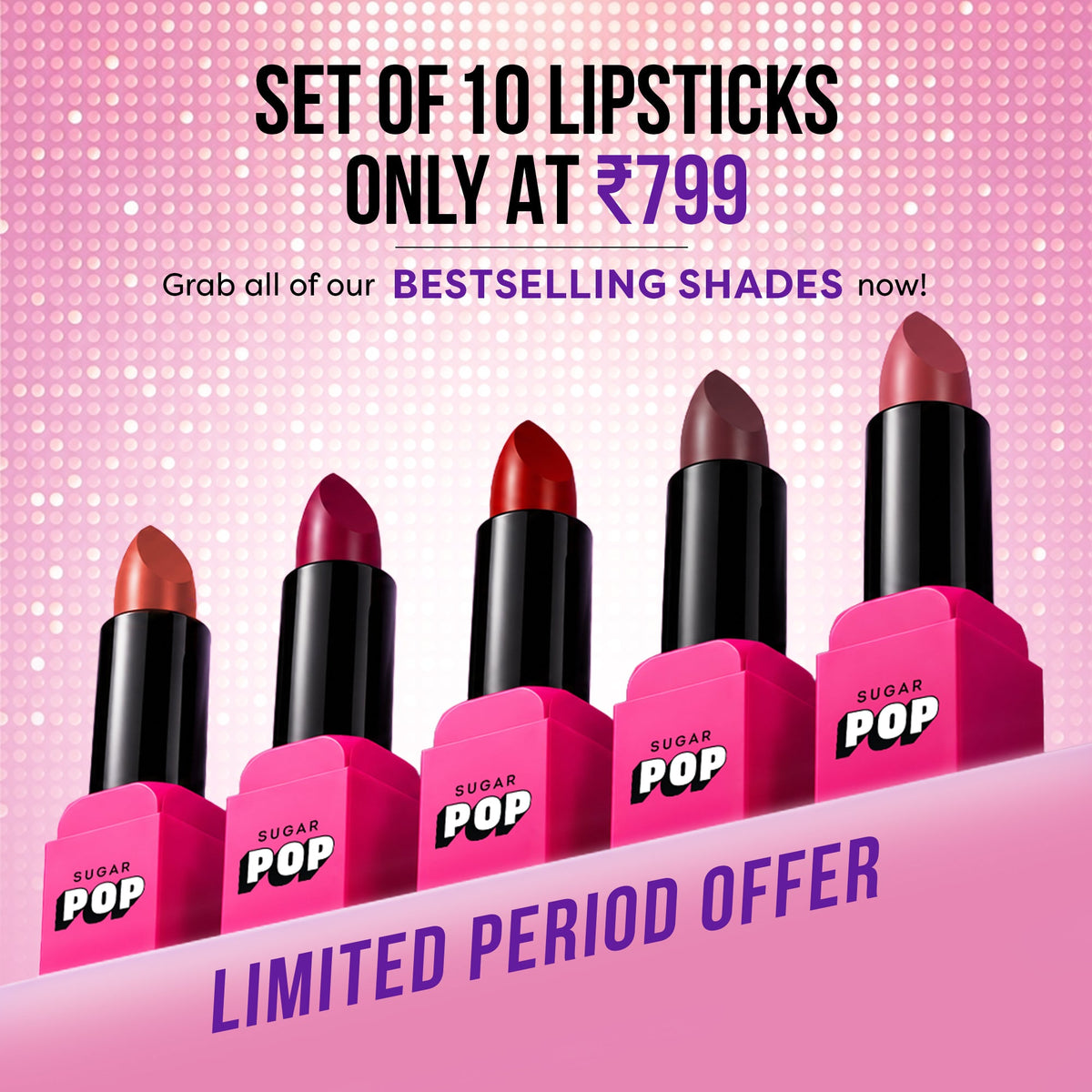 Set Of 10 Satin Matte Lipstick