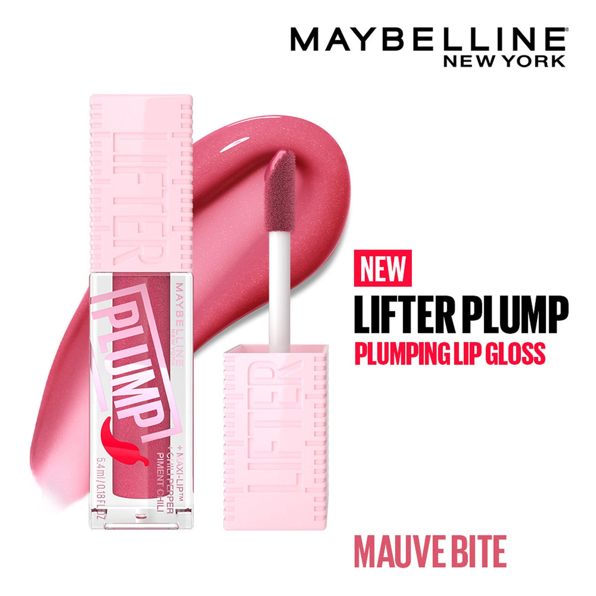Maybelline New York Lifter Plump - Plumping Lip Gloss, Mauve Bite, 5ml