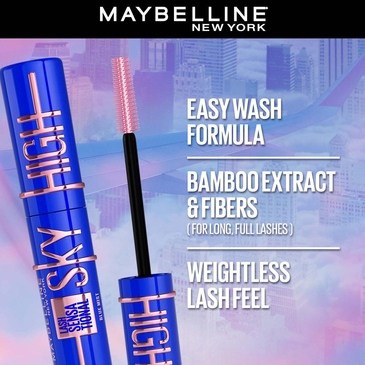 Maybelline New York Sky High Easy Wash Mascara, Blue Mist, 7.2 ml