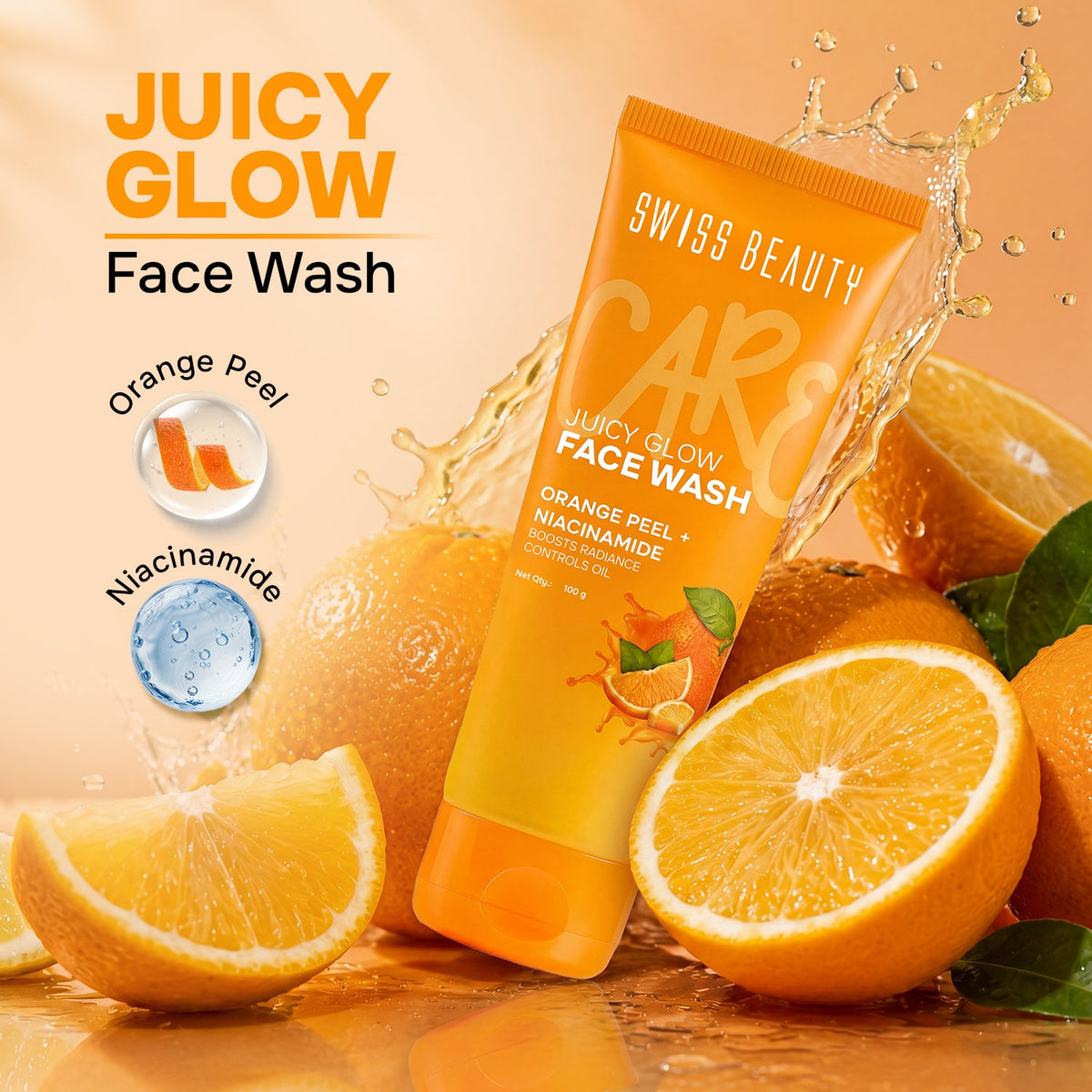 Care Juicy Glow Face Wash  Orange Peel + Niacinamide