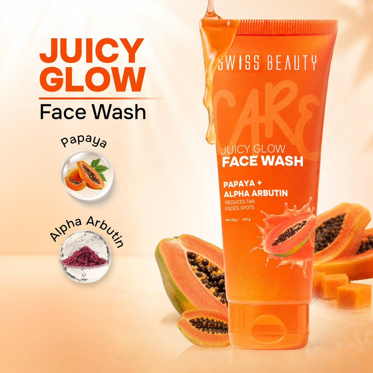 Care Juicy Glow Face Wash  Papaya + Alpha Arbutin