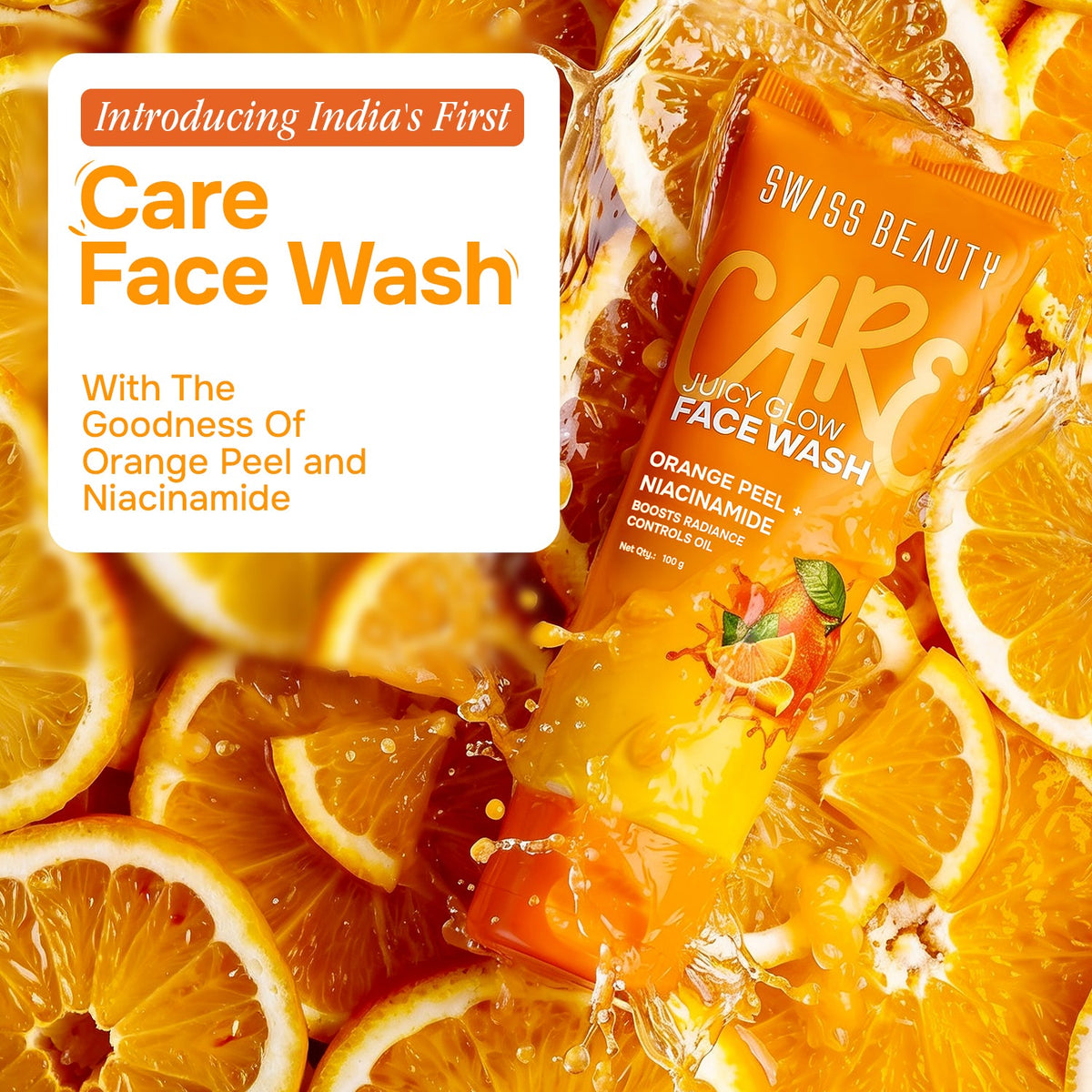 Care Juicy Glow Face Wash  Orange Peel + Niacinamide