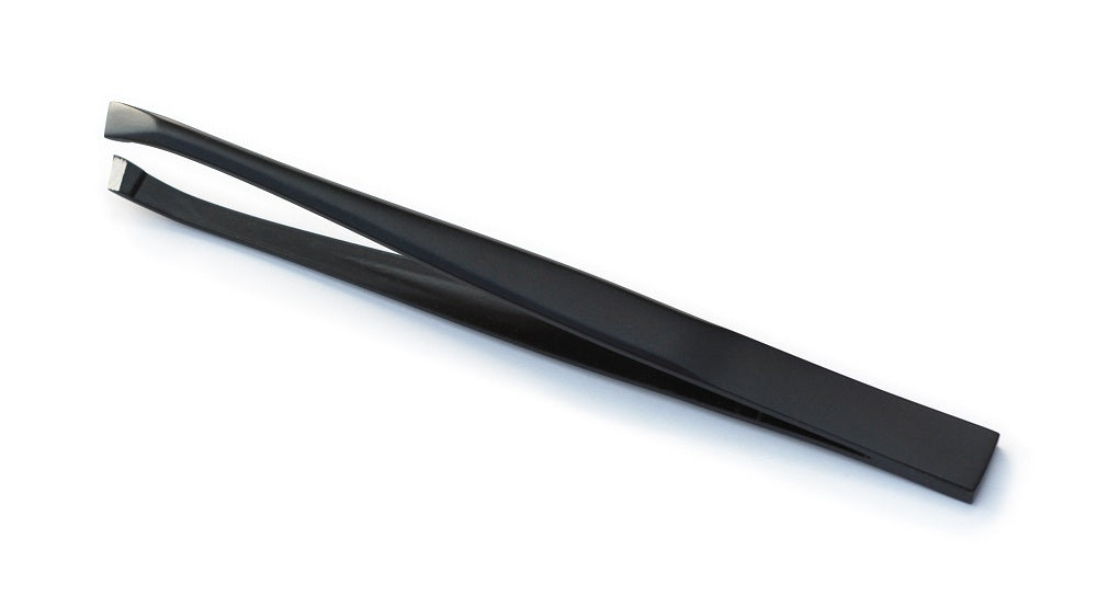 Basicare Stainless Steel Matt Black Precision Ground Slant Tip Tweezer For Women And Men.Tweezer For Ingrown Hair, Plucking D