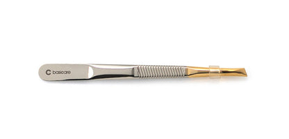 Basicare Stainless Steel Gold Precision Ground Curved Slant Tip Tweezer For Women And Men.Tweezer For Ingrown Hair, Plucking 