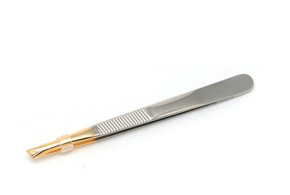 Basicare Stainless Steel Gold Precision Ground Slant Tip Tweezer For Women And Men.Tweezer For Ingrown Hair, Plucking Daily B