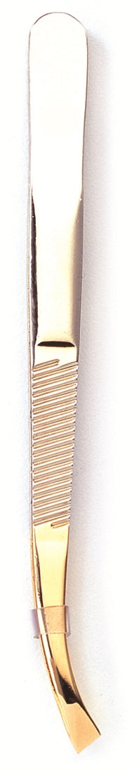 Basicare Stainless Steel Gold Precision Ground Curved Slant Tip Tweezer For Women And Men.Tweezer For Ingrown Hair, Plucking 