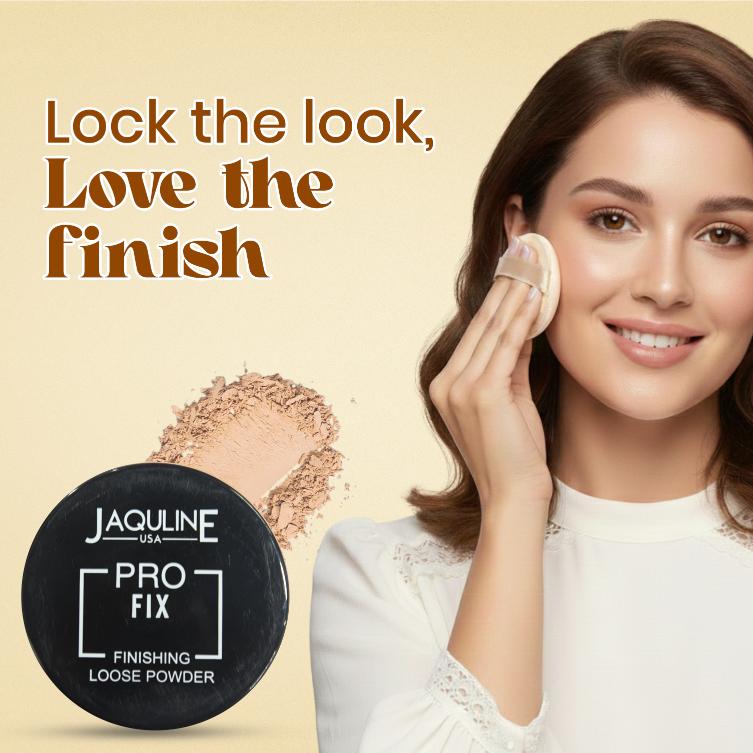 JAQULINE USA Pro Fix Finishing Loose Powder | Oil Control Matte Finish | Blurs Pores & Sets Makeup | Lightweight, Long Lastin