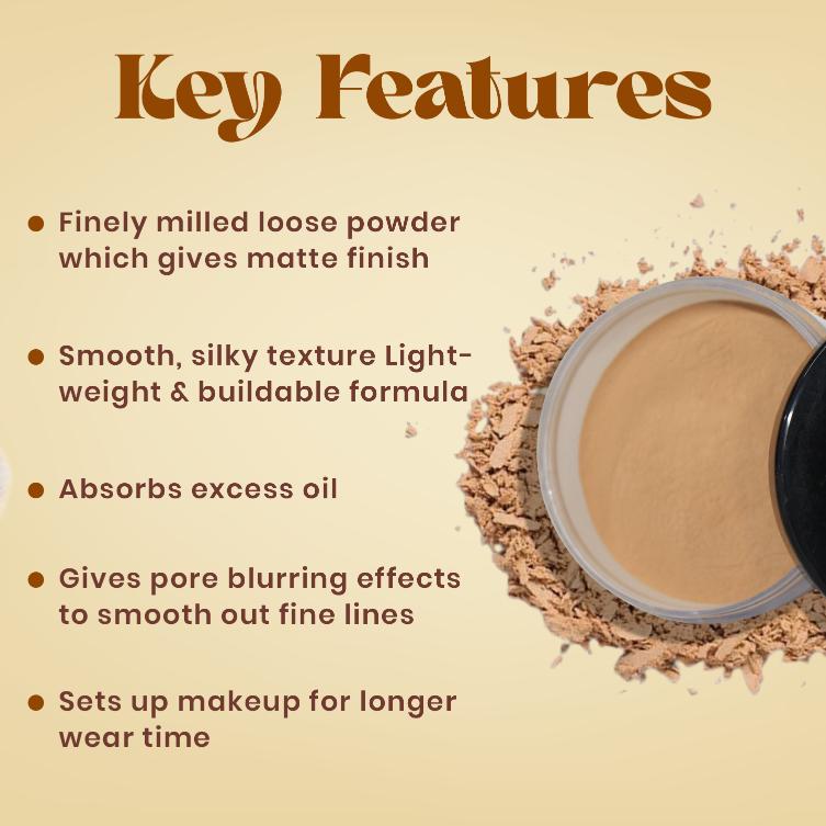JAQULINE USA Pro Fix Finishing Loose Powder | Oil Control Matte Finish | Blurs Pores & Sets Makeup | Lightweight, Long Lastin