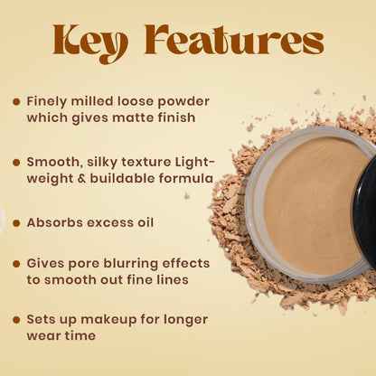 JAQULINE USA Pro Fix Finishing Loose Powder | Oil Control Matte Finish | Blurs Pores & Sets Makeup | Lightweight, Long Lastin