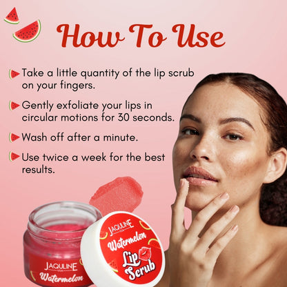 Jaquline USA Watermelon Lip Scrub |Provides Deep Hydration |Exfoliates Dead Skin |Plumping & Hydration| Repair & Restores Lip