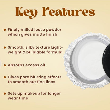 JAQULINE USA Pro Fix Finishing Loose Powder | Oil Control Matte Finish | Blurs Pores & Sets Makeup | Lightweight, Long Lastin