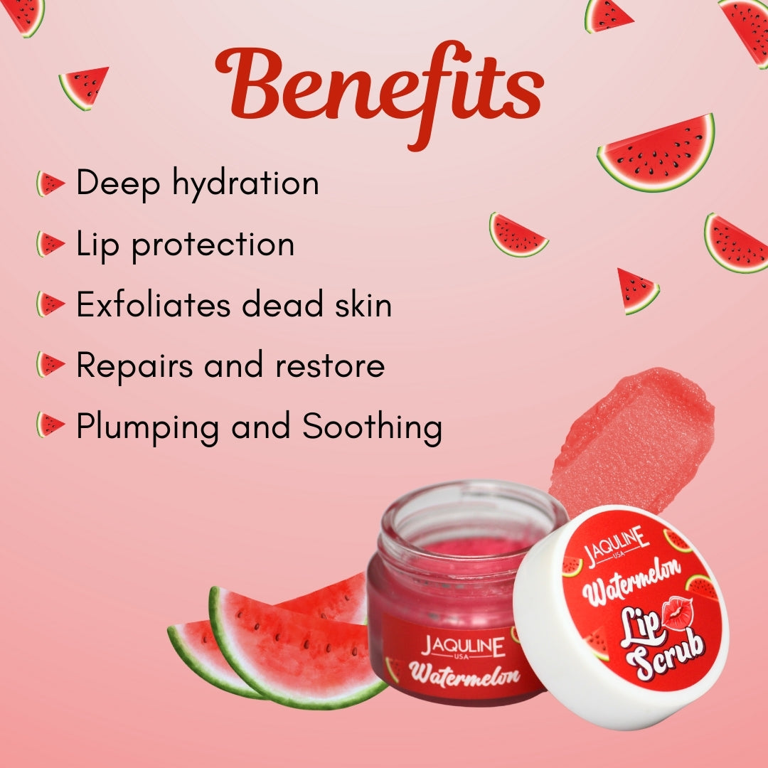 Jaquline USA Watermelon Lip Scrub |Provides Deep Hydration |Exfoliates Dead Skin |Plumping & Hydration| Repair & Restores Lip