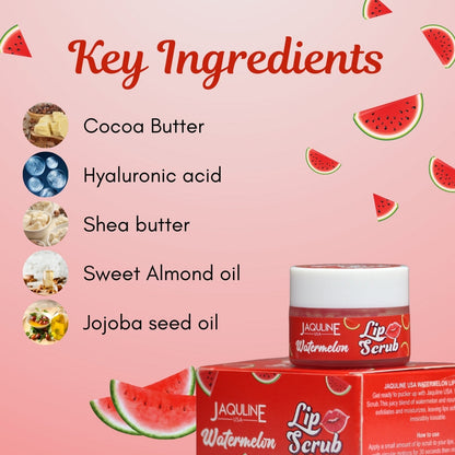 Jaquline USA Watermelon Lip Scrub |Provides Deep Hydration |Exfoliates Dead Skin |Plumping & Hydration| Repair & Restores Lip