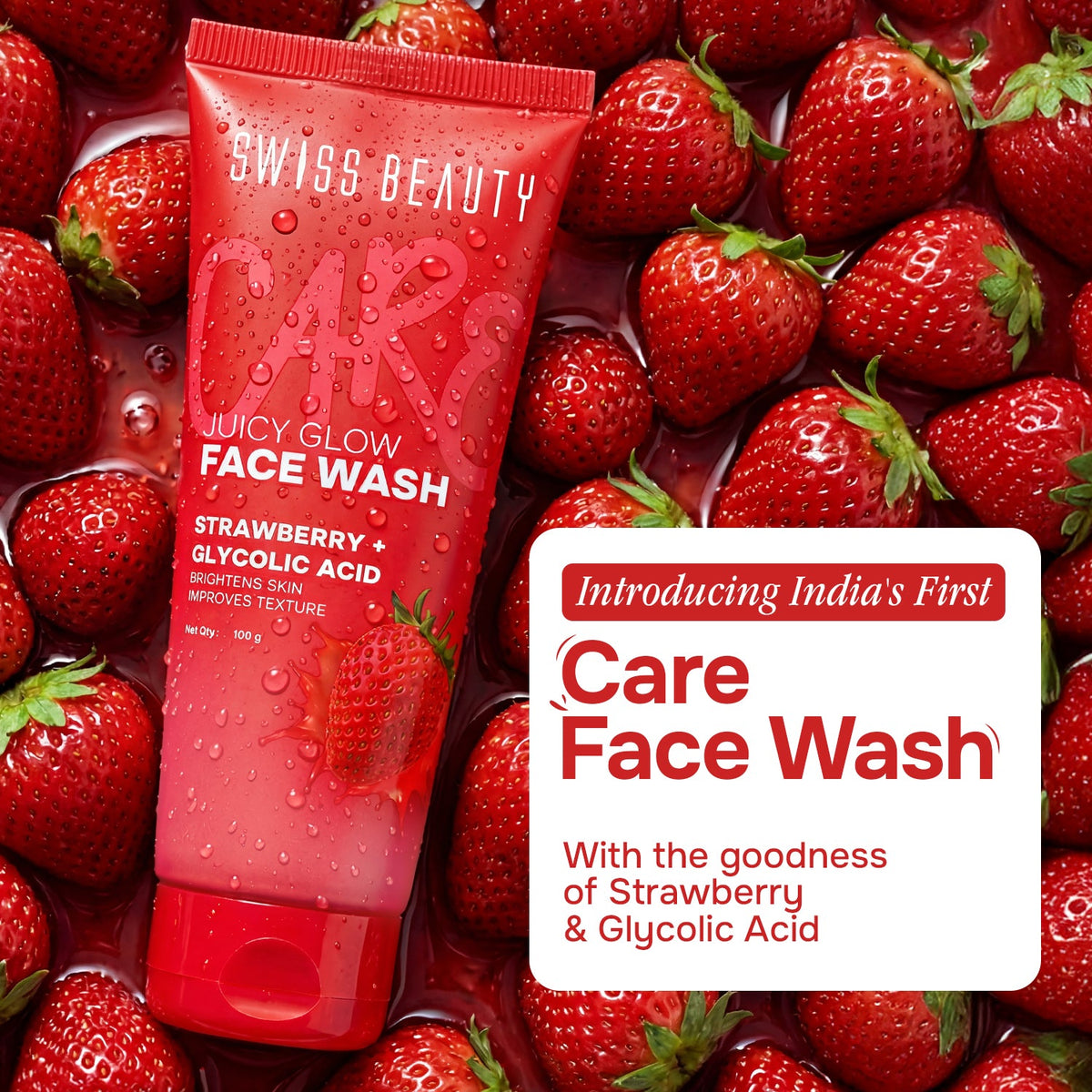 Care Juicy Glow Face Wash  Strawberry + Glycolic Acid