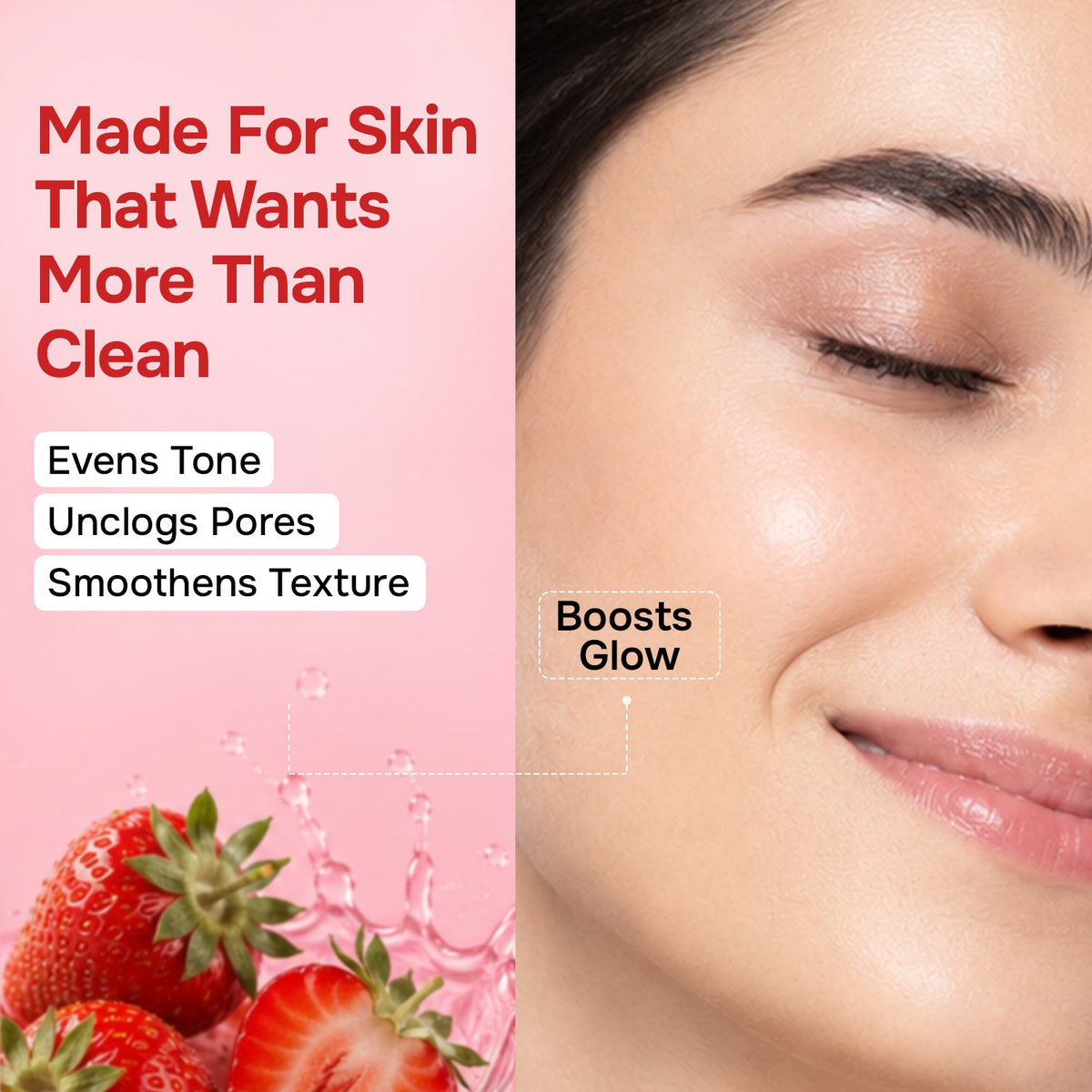 Care Juicy Glow Face Wash  Strawberry + Glycolic Acid