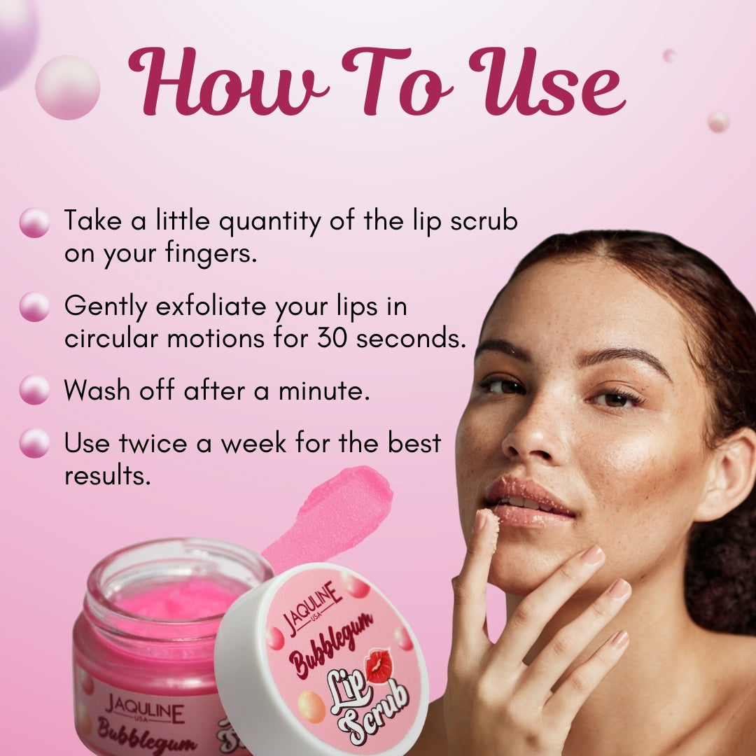 Jaquline USA Bubblegum Lip Scrub |Provides Deep Hydration |Exfoliates Dead Skin |Plumping & Hydration| Repair & Restores Lips