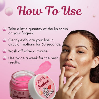 Jaquline USA Bubblegum Lip Scrub |Provides Deep Hydration |Exfoliates Dead Skin |Plumping & Hydration| Repair & Restores Lips