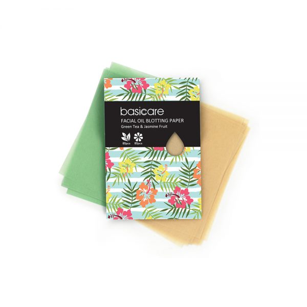 Basicare Facial Oil Blotting Sheets For Face Natural Green Tea & Jasmine Fruit. For Oily Skin Oil Absorbing Tissues Beauty Bl