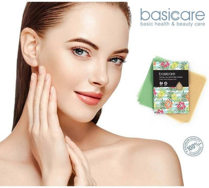 Basicare Facial Oil Blotting Sheets For Face Natural Green Tea & Jasmine Fruit. For Oily Skin Oil Absorbing Tissues Beauty Bl