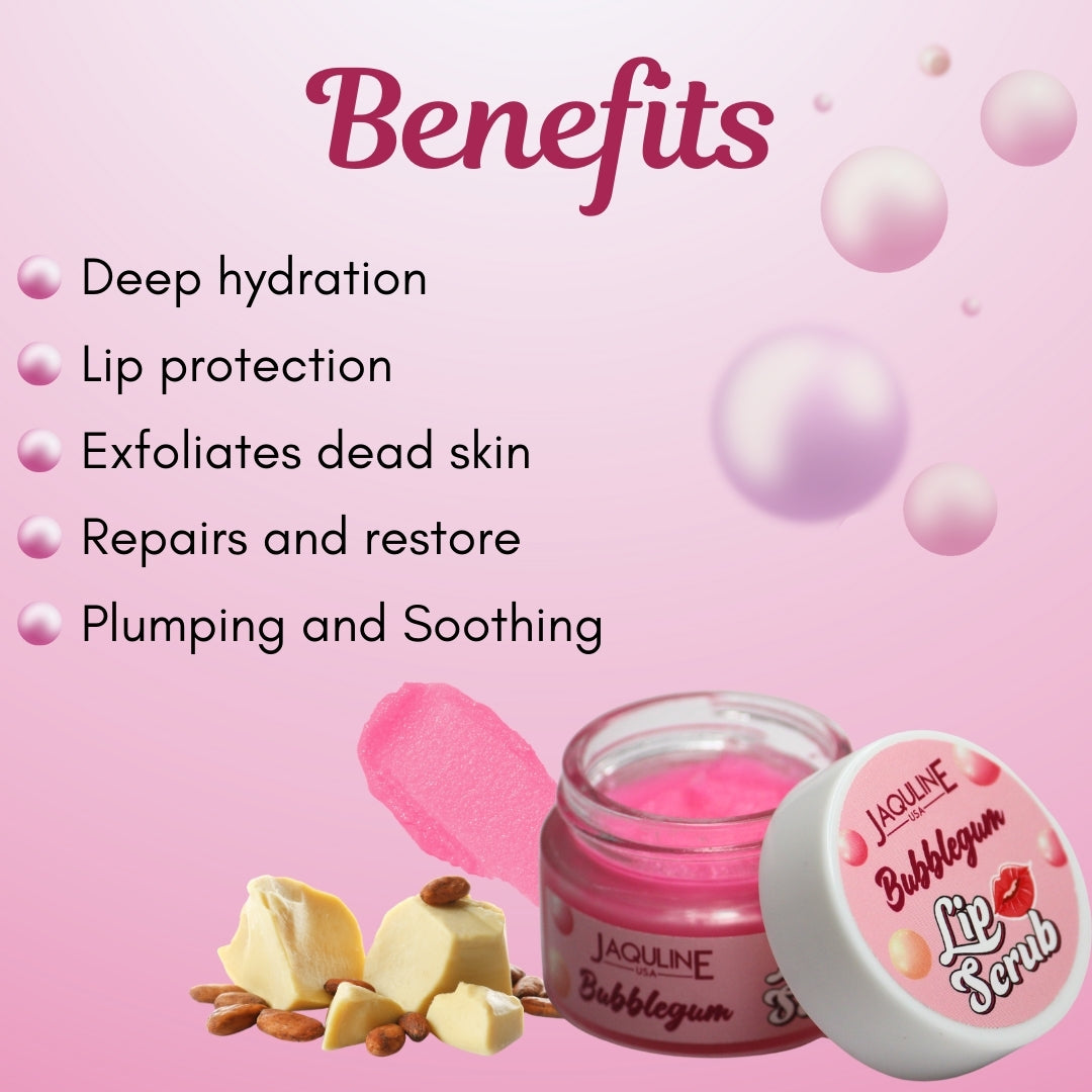 Jaquline USA Bubblegum Lip Scrub |Provides Deep Hydration |Exfoliates Dead Skin |Plumping & Hydration| Repair & Restores Lips