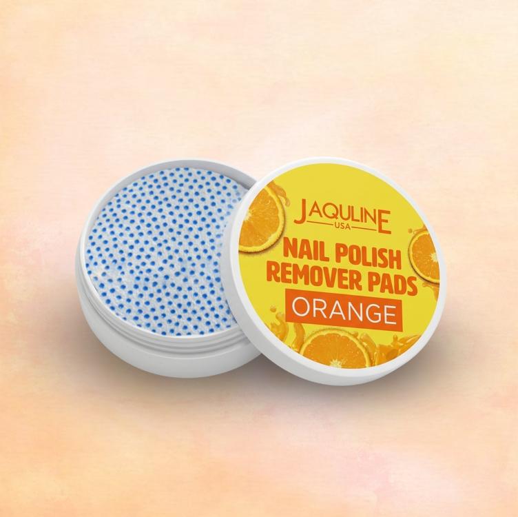 JAQULINE USA Orange Nail Polish Remover Pads | Acetone-Free Nail Paint Remover Wipes | With Vitamin E, Aloe Vera & Olive Oil 