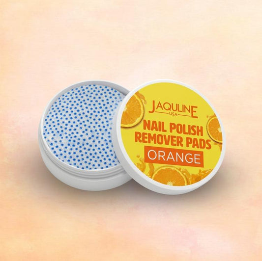 JAQULINE USA Orange Nail Polish Remover Pads | Acetone-Free Nail Paint Remover Wipes | With Vitamin E, Aloe Vera & Olive Oil 