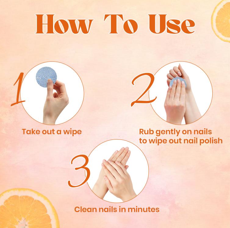 JAQULINE USA Orange Nail Polish Remover Pads | Acetone-Free Nail Paint Remover Wipes | With Vitamin E, Aloe Vera & Olive Oil 