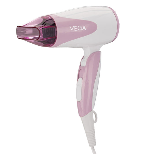 Vega Blooming Air Foldable 1000 Watts Hair Dryer with Heat & Cool Setting and Detachable Nozzle (VHDH-05), Color May Vary, (M