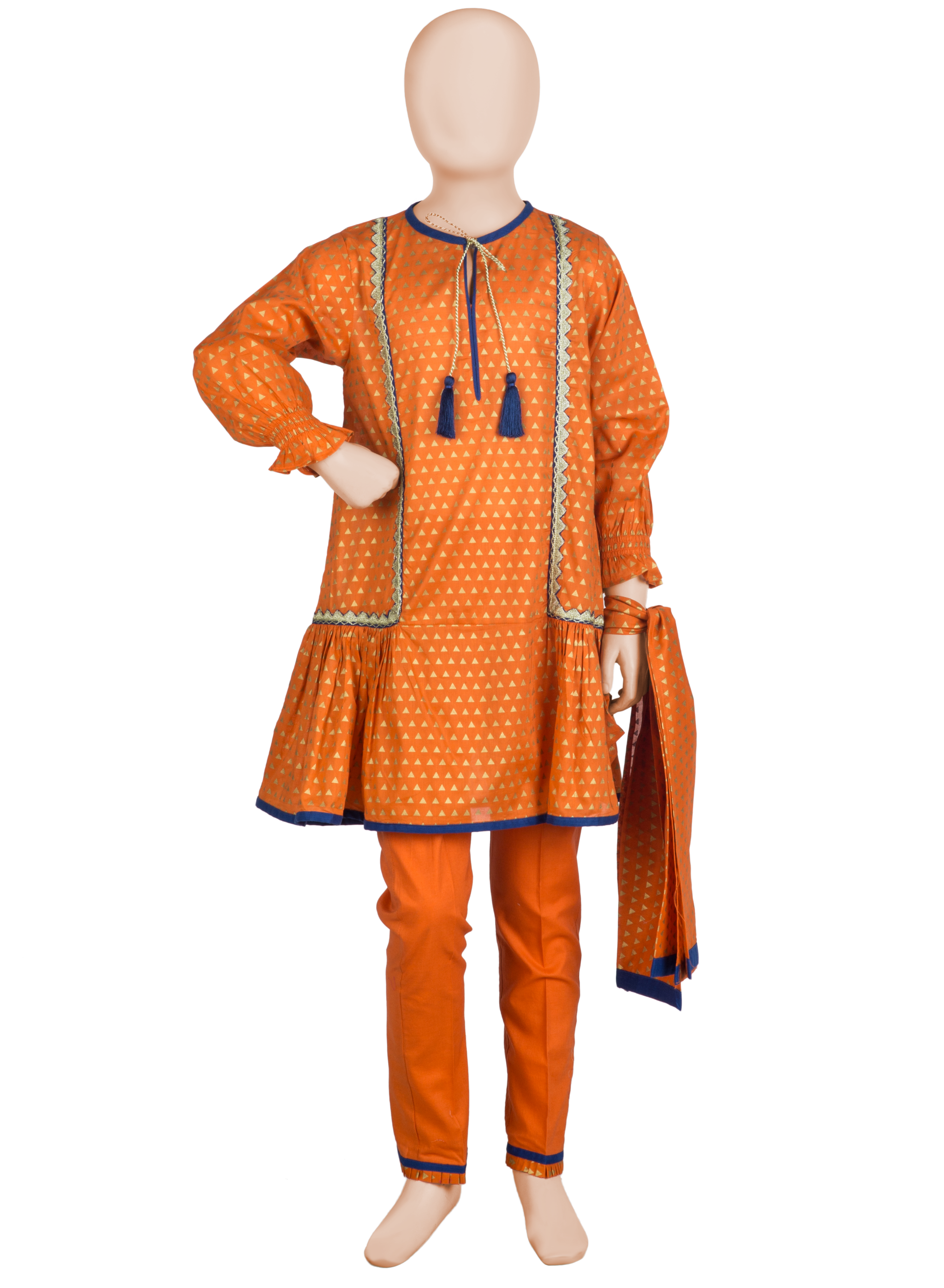 Komal's KAD-00859 Block Printed Girl's 3PC
