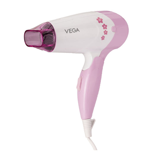 Vega Insta Glam Foldable 1000 Watts Hair Dryer with 2 Heat & Speed Settings, VHDH-20, (Made In India)