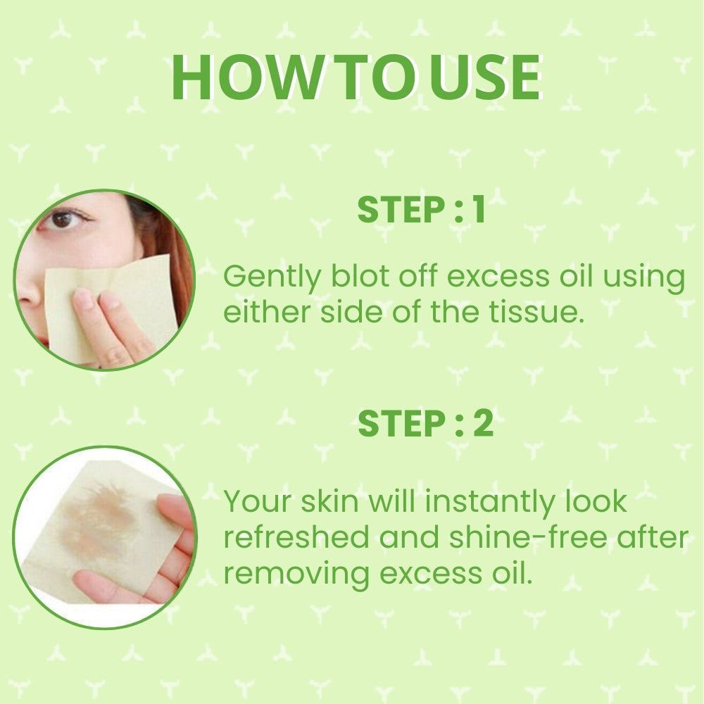 Jaquline USA Green Oil Absorbing Sheets 100N - Instant Oil Control Blotting Paper for Face, Gentle on Skin, Travel Friendly, 