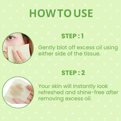 Jaquline USA Green Oil Absorbing Sheets 100N - Instant Oil Control Blotting Paper for Face, Gentle on Skin, Travel Friendly, 