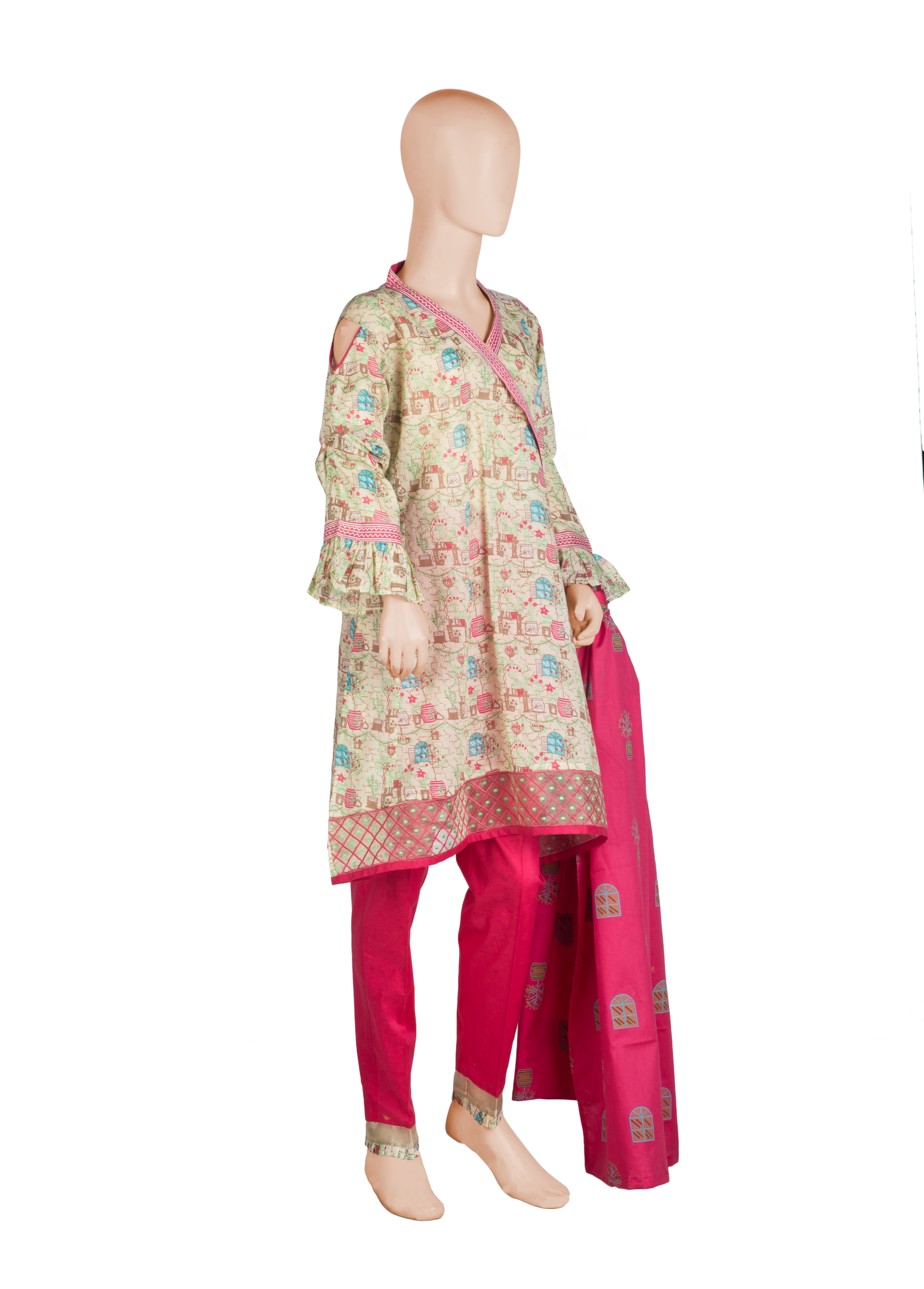 Komal's GAD-00980 Teen's Printed 3PC Suit