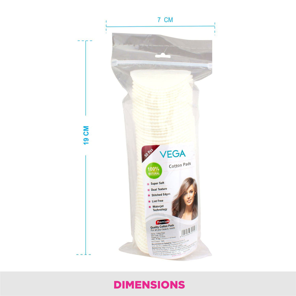 Vega Organic Cotton Balls (50 Pieces) for Makeup Remover & Face Cleansing, (CP-01)
