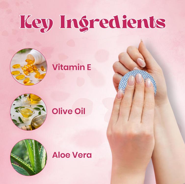 JAQULINE USA Rose Nail Polish Remover Pads | Acetone-Free Nail Paint Remover Wipes | With Vitamin E, Aloe Vera & Olive Oil | 