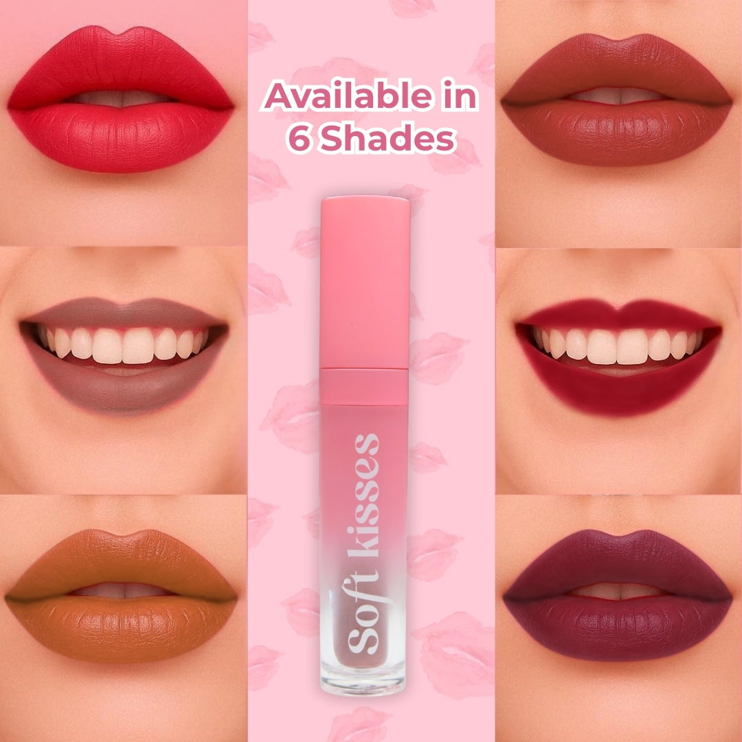 Jaquline USA Soft Kisses Liquid Lipstick long lasting, Matte Finish & Silky-Smooth Texture, Enriched with Hyaluronic Acid & V