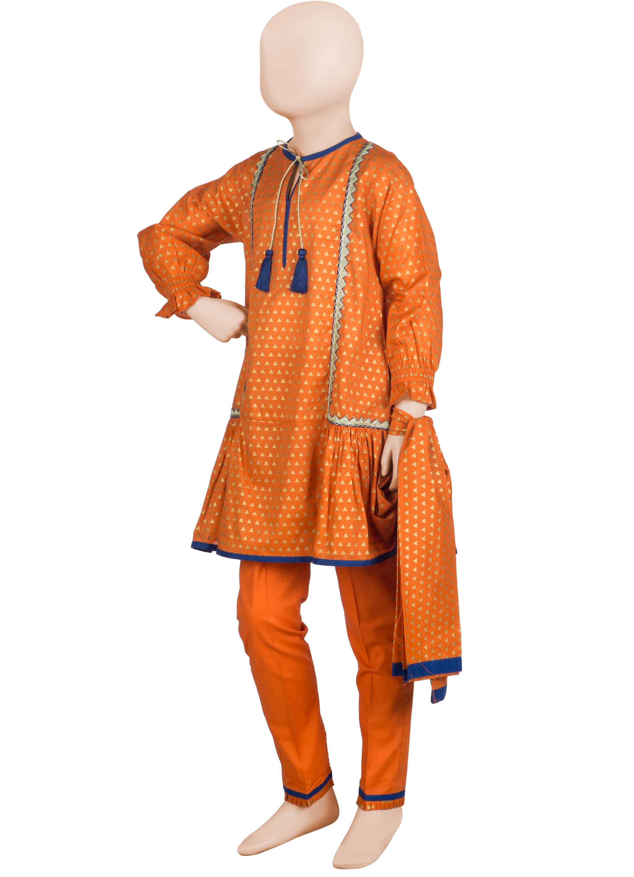Komal's KAD-00859 Block Printed Girl's 3PC