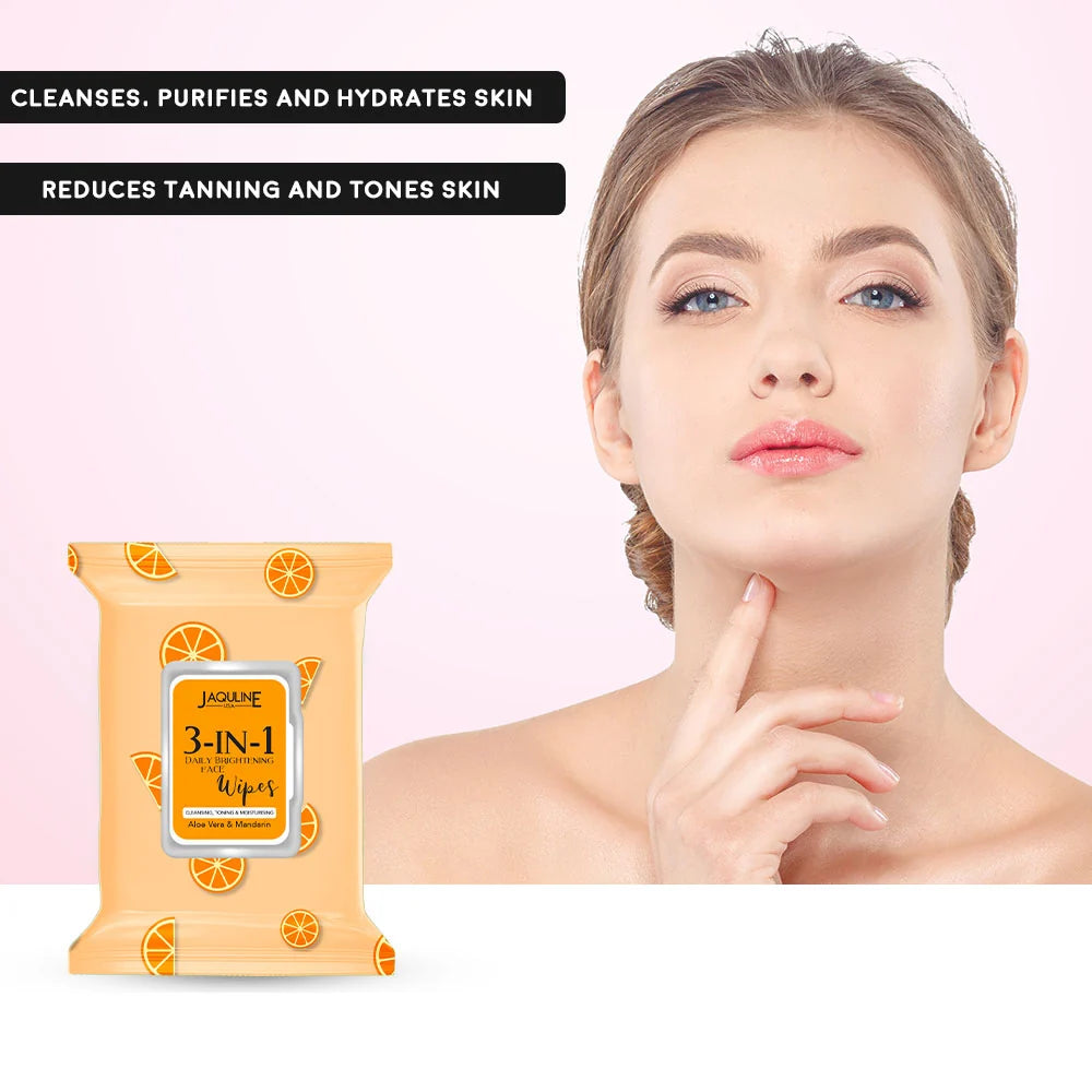 Jaquline USA Daily Skin Brightening Wipes-3 in1