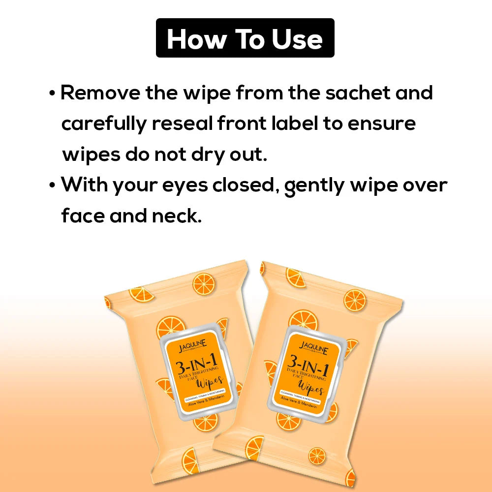 Jaquline USA Daily Skin Brightening Wipes-3 in1