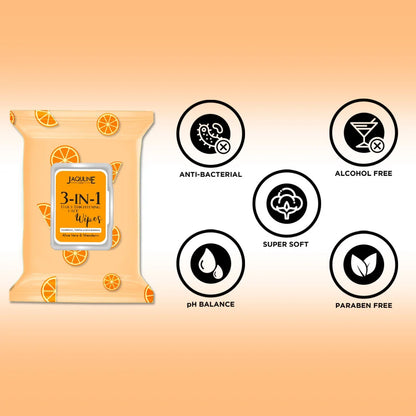 Jaquline USA Daily Skin Brightening Wipes-3 in1