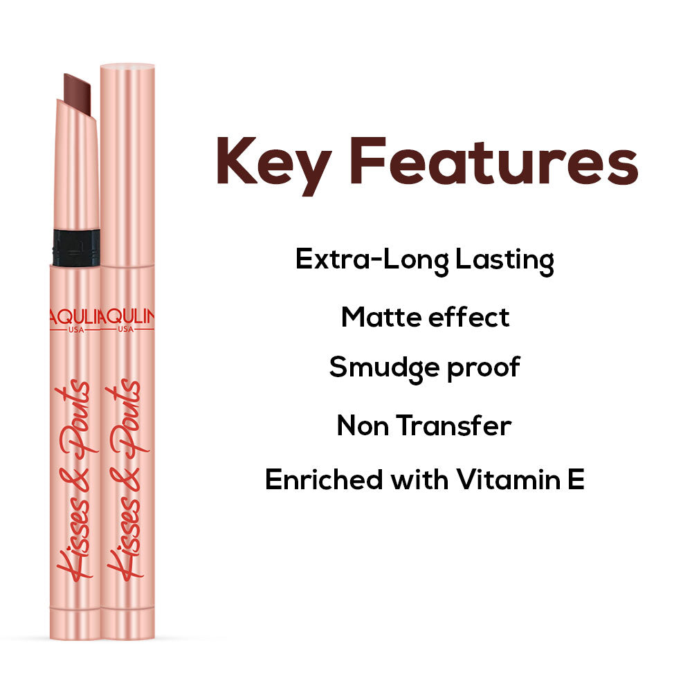 Jaquline USA Kisses & Pouts Transfer Proof Matte Lipstick 1.4gm French Kiss 01