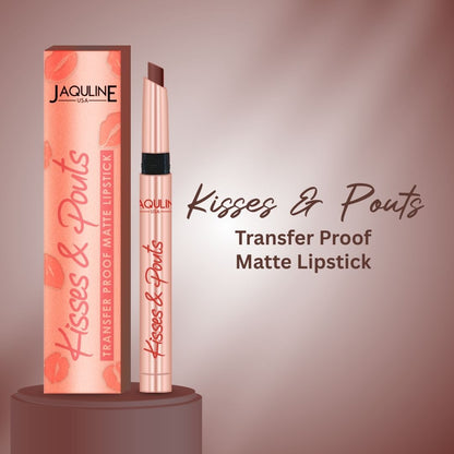 Jaquline USA Kisses & Pouts Transfer Proof Matte Lipstick 1.4gm French Kiss 01